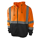 SJ01B-3 Class 3 Color Blocked Hooded Zippered Sweatshirt - Orange - Size 3X
