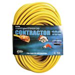 100' 12/3 YELLOW EXTENSION  CORD W/ LIGHTED END     