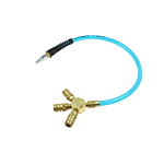 Flexeel Pigtail Manifold, 3/8" x 24", 6 ball Industrial Coupler, Trans Blue