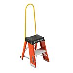 Louisville Ladder 2-Foot Fiberglass Step Stool with casters and handle, Type IAA, 375-pound Load Capacity, FY8002-S55S56