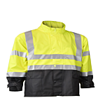 RW07 High Visibility Rainwear Jacket - Hi-Vis Green / Black - Size M