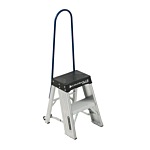 Louisville Ladder 2-Foot Aluminium Step Stool with casters and handle, Type IAA, 375-pound Load Capacity, AY8002-S55S56