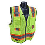 SV6H Type R Class 2 Heavy Duty Two Tone Mesh Surveyor Vest with Solid Pockets - Green - Size L