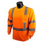 ST24-3 Class 3 High Visibility Long Sleeve Safety T-Shirt with Rad-Shade® UV Protection - Orange - Size L