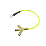 Flexeel Pigtail Manifold, 3/8" x 24", 6 ball Industrial Coupler, Trans Yellow