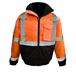 SJ11QB Class3 High Visibility Weatherproof Bomber Jacket with Quilted Built-in Liner - Orange - Size M