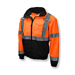 SJ110B Class 3 Two-in-One High Visibility Bomber Safety Jacket - Orange/Black Bottom - Size M